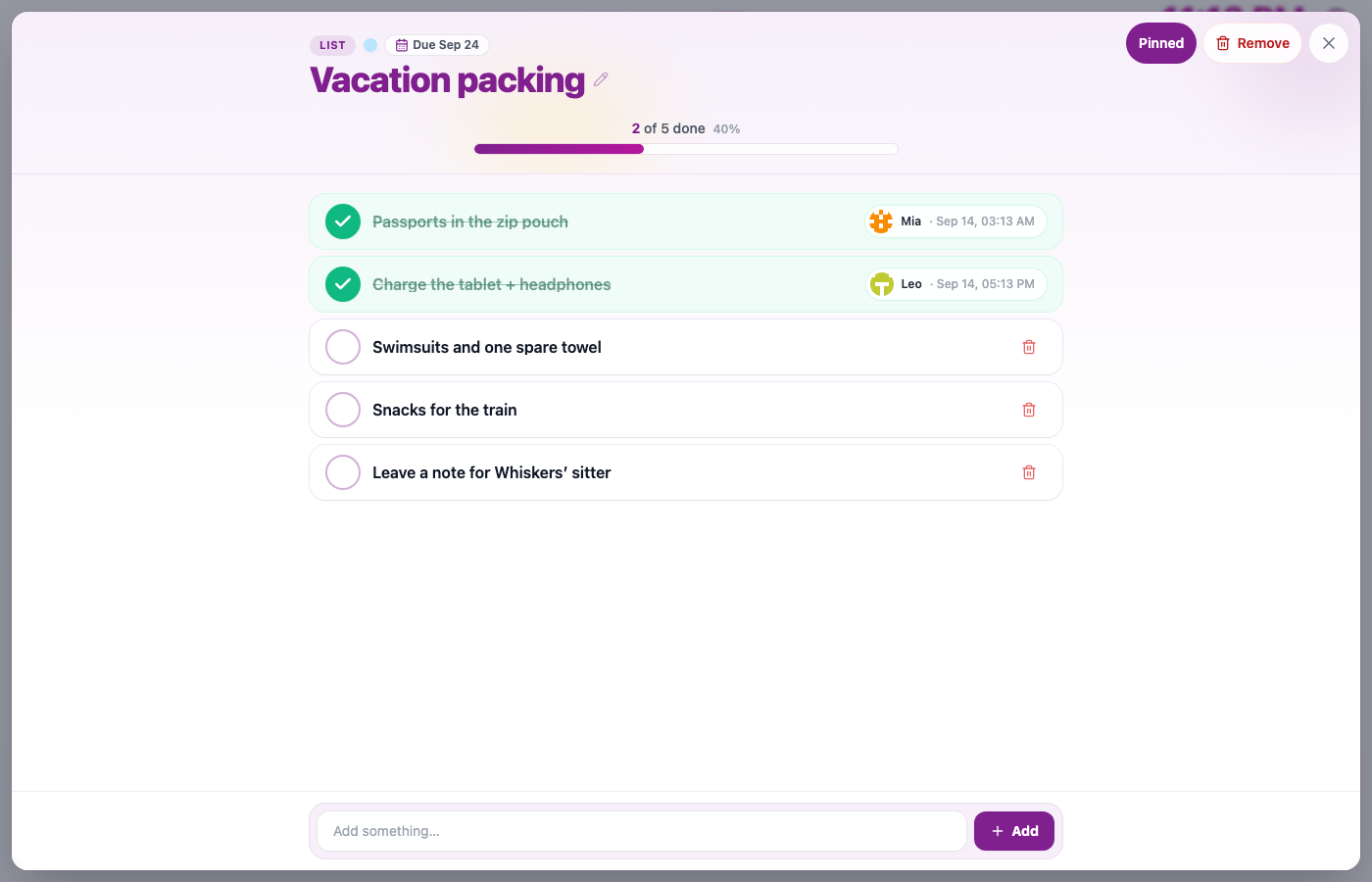Vacation packing list open — passports and tablet charged, swimsuits still to go